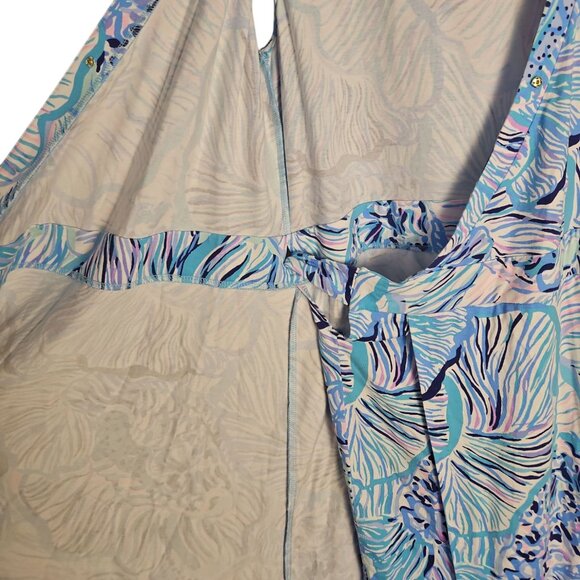 LILLY PULITZER NWT Rilla Wrap Romper in Bermuda Blue Fishful Thinking Size L - Picture 11 of 16